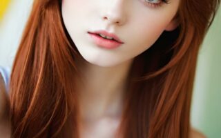 AI girl with red hair wallpaper