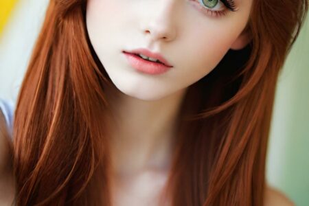 AI girl with red hair wallpaper