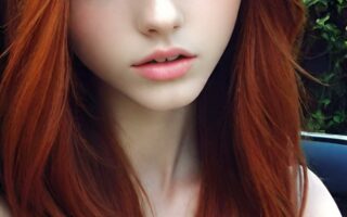 AI girl with red hair wallpaper