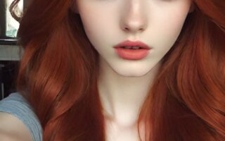 AI girl with red hair wallpaper