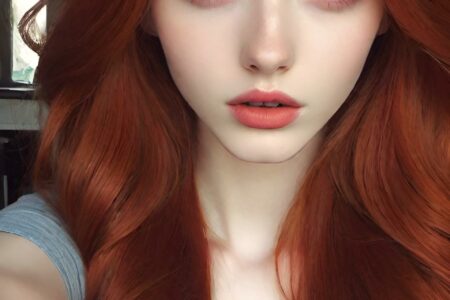 AI girl with red hair wallpaper