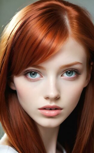 AI girl with red hair wallpaper