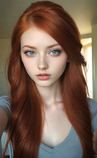 AI girl with red hair wallpaper