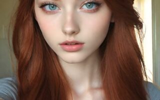 AI girl with red hair wallpaper