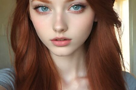 AI girl with red hair wallpaper