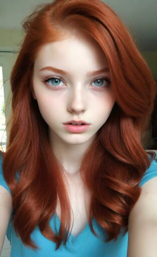 AI girl with red hair wallpaper