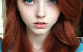 AI girl with red hair wallpaper