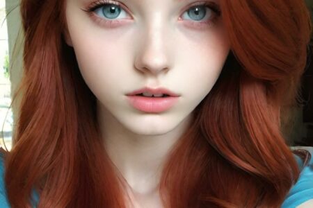 AI girl with red hair wallpaper
