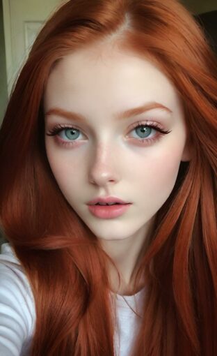 AI girl with red hair wallpaper