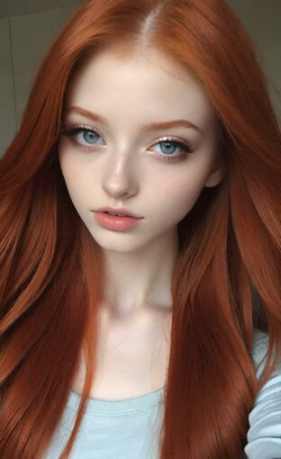 AI girl with red hair wallpaper
