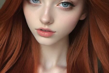 AI girl with red hair wallpaper