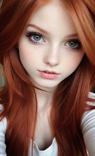 AI girl with red hair wallpaper