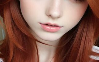 AI girl with red hair wallpaper