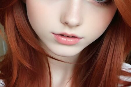 AI girl with red hair wallpaper