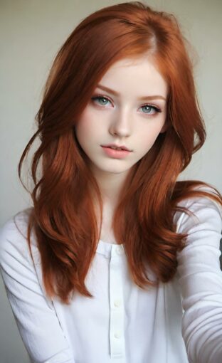 AI girl with red hair wallpaper