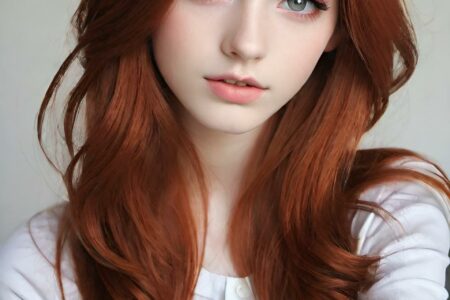 AI girl with red hair wallpaper