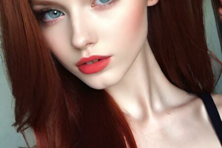 AI girl with red hair wallpaper