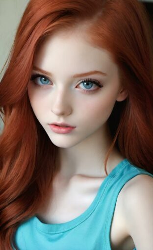 AI girl with red hair wallpaper