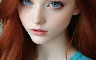 AI girl with red hair wallpaper