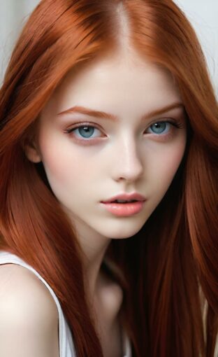 AI girl with red hair wallpaper