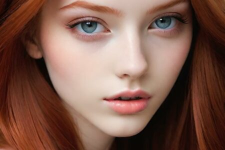 AI girl with red hair wallpaper