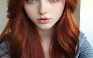 AI girl with red hair wallpaper