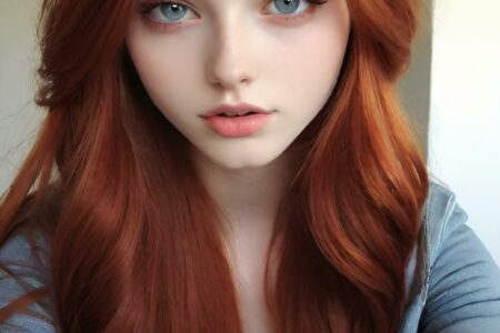 AI girl with red hair wallpaper