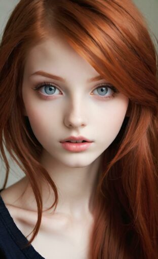 AI girl with red hair wallpaper