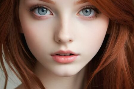 AI girl with red hair wallpaper