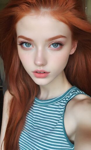 AI girl with red hair wallpaper