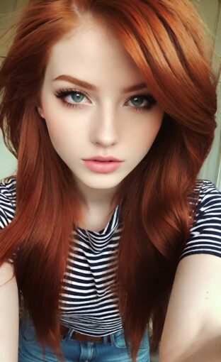 AI girl with red hair wallpaper
