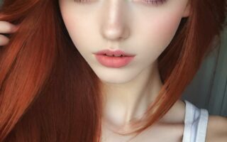 AI girl with red hair wallpaper