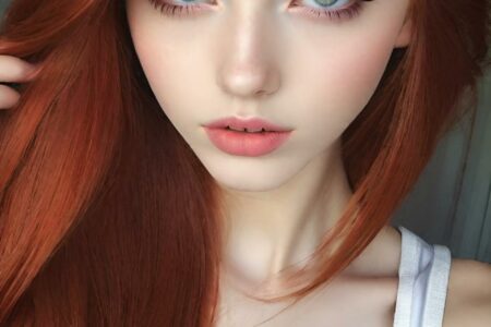AI girl with red hair wallpaper