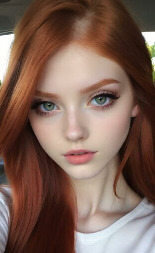 AI girl with red hair wallpaper