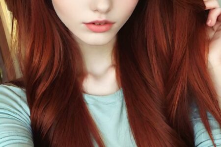 AI girl with red hair wallpaper
