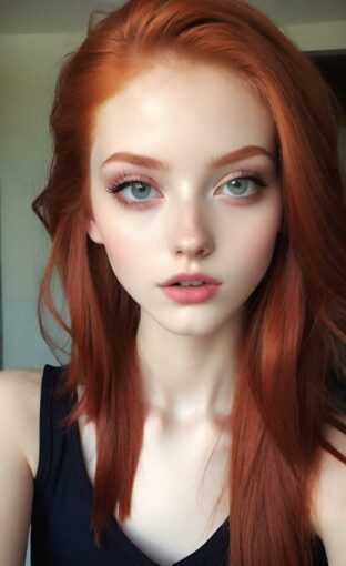 AI girl with red hair wallpaper