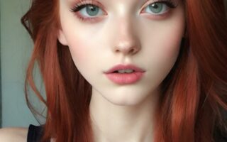 AI girl with red hair wallpaper