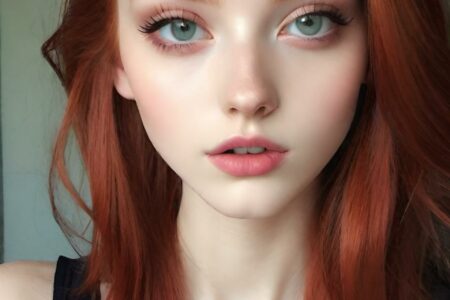 AI girl with red hair wallpaper
