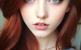 AI girl with red hair wallpaper