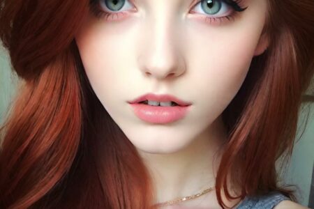 AI girl with red hair wallpaper