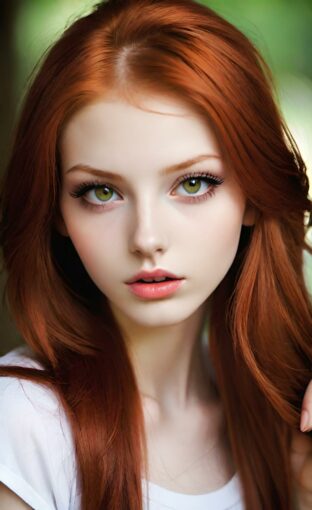AI girl with red hair wallpaper