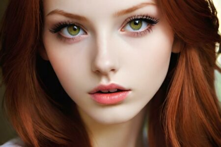 AI girl with red hair wallpaper