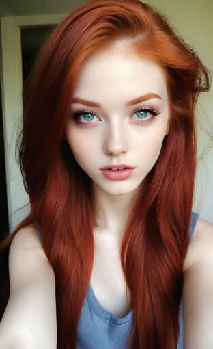 AI girl with red hair wallpaper