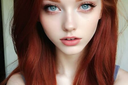 AI girl with red hair wallpaper