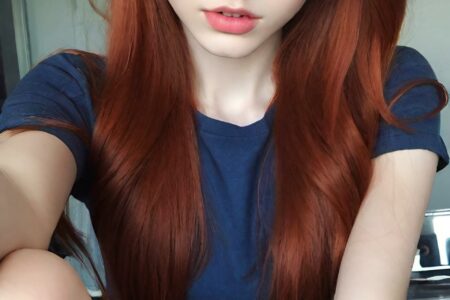 AI girl with red hair wallpaper