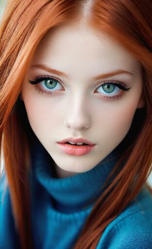 AI girl with red hair wallpaper