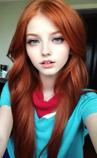 AI girl with red hair wallpaper