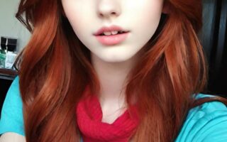 AI girl with red hair wallpaper