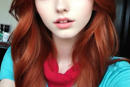 AI girl with red hair wallpaper