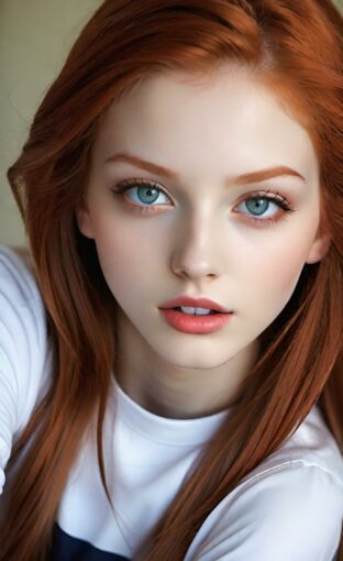 AI girl with red hair wallpaper